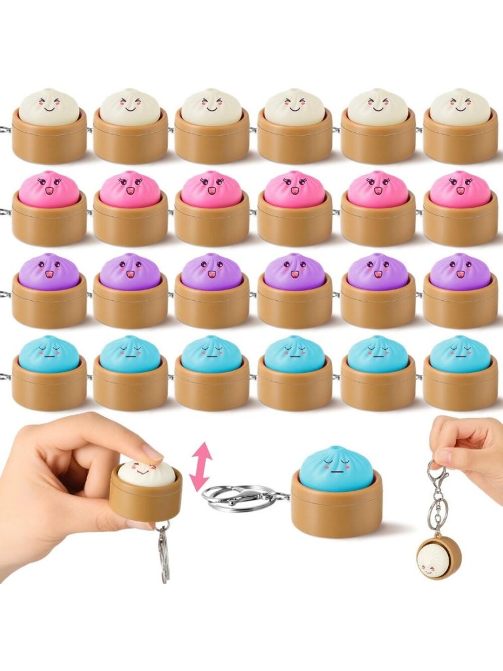 24 Pcs Fidget Clicker Keychain Set - Stress Relief, Emotions, Fun Toys